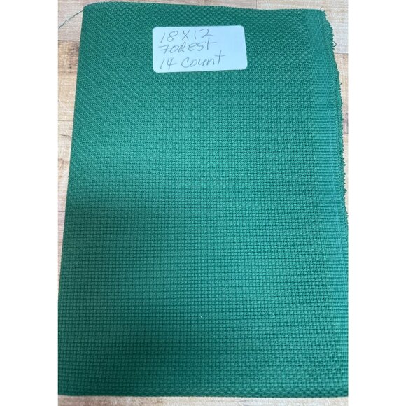 Green Aida Cross Stitch Fabric 18X12 Forest 14 Count - Picture 1 of 2